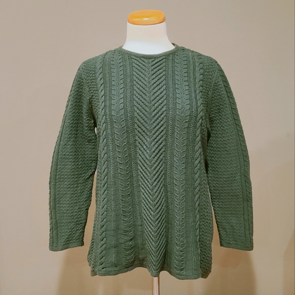 Forest Green Cableknit Sweater J. Jill size Large